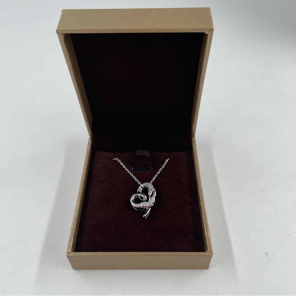 NEW! Women’s 20” Silver-Tone Heart Necklace with Rhinestones